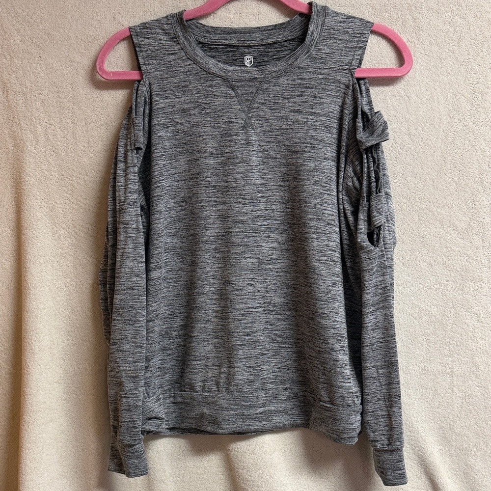 Women's Gray Cold-Shoulder Sweatshirt - Relaxed Pullover
